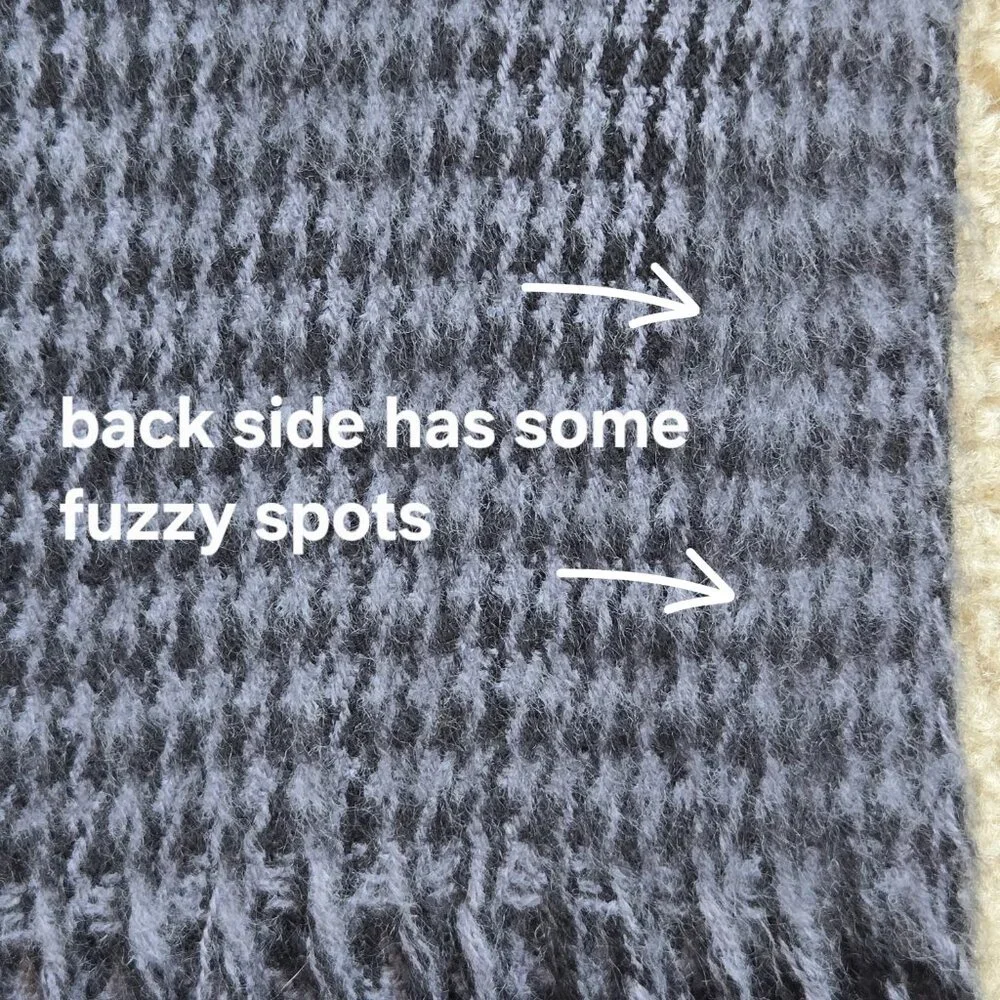 Black and Grey Cashmere Houndstooth Scarf Black Grey